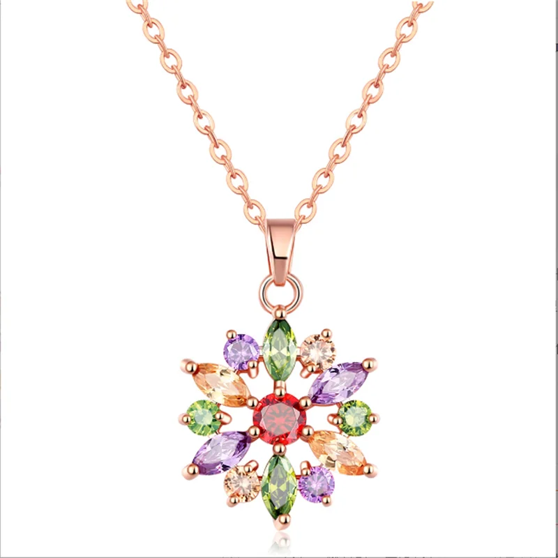 

Grier Elegant Rainbow Colorful Zircon Pendent Necklace Long Chain For Women Luxury Crystal Fine Jewelry Best Gift 2023 New
