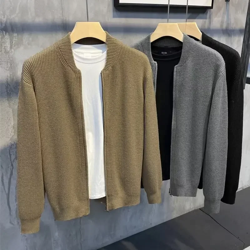 Мужской свитер-кардиган с двойной молнией осень-зима 2023 простой универсальный