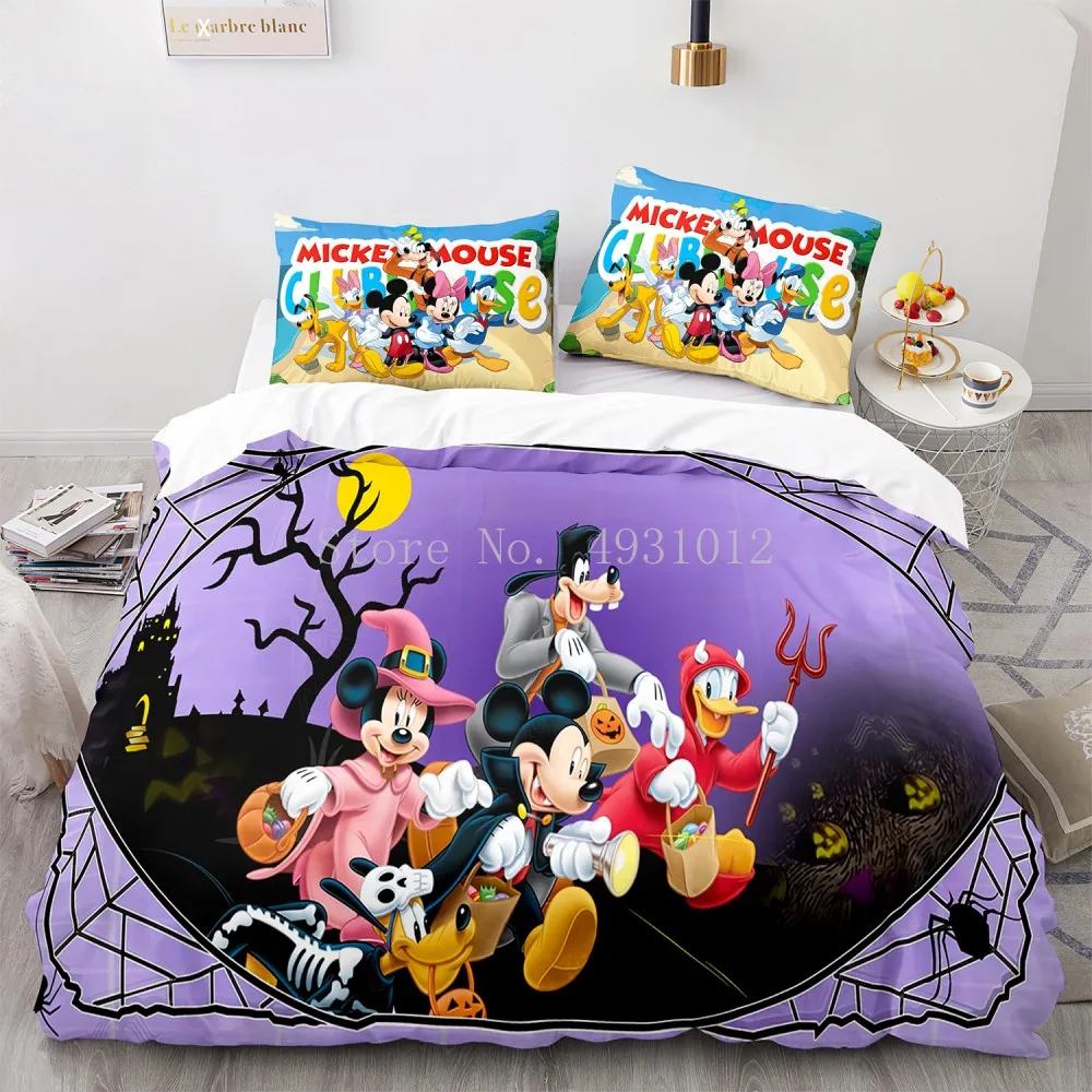 

New Bed Sets Mickey Minnie Mouse Red Love Wave Point Couples Bedding Sets Euro Australia Cartoon 3d Duvet Cover Sets Pillowcases