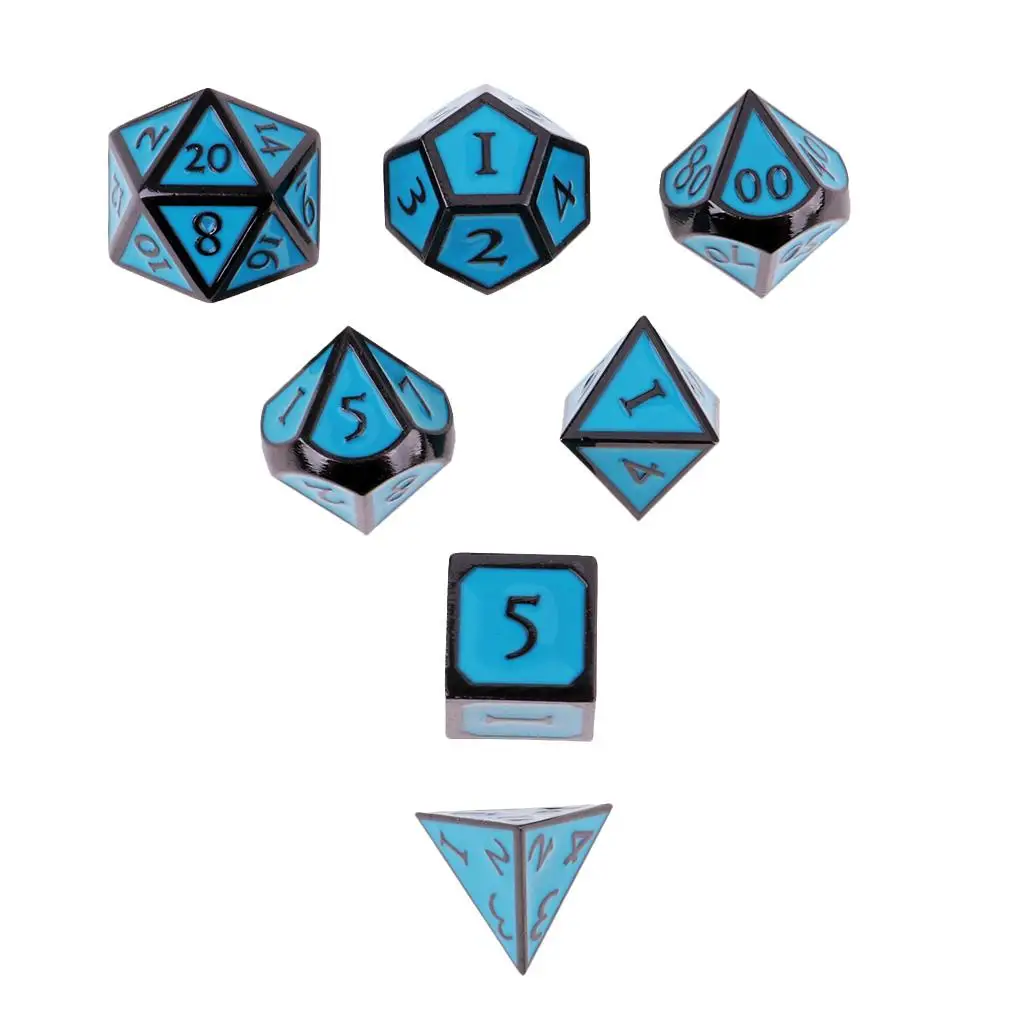 

7 Pieces set 16mm Zinc Alloy Multi sided - D8 D10 D12 D20 -Blue