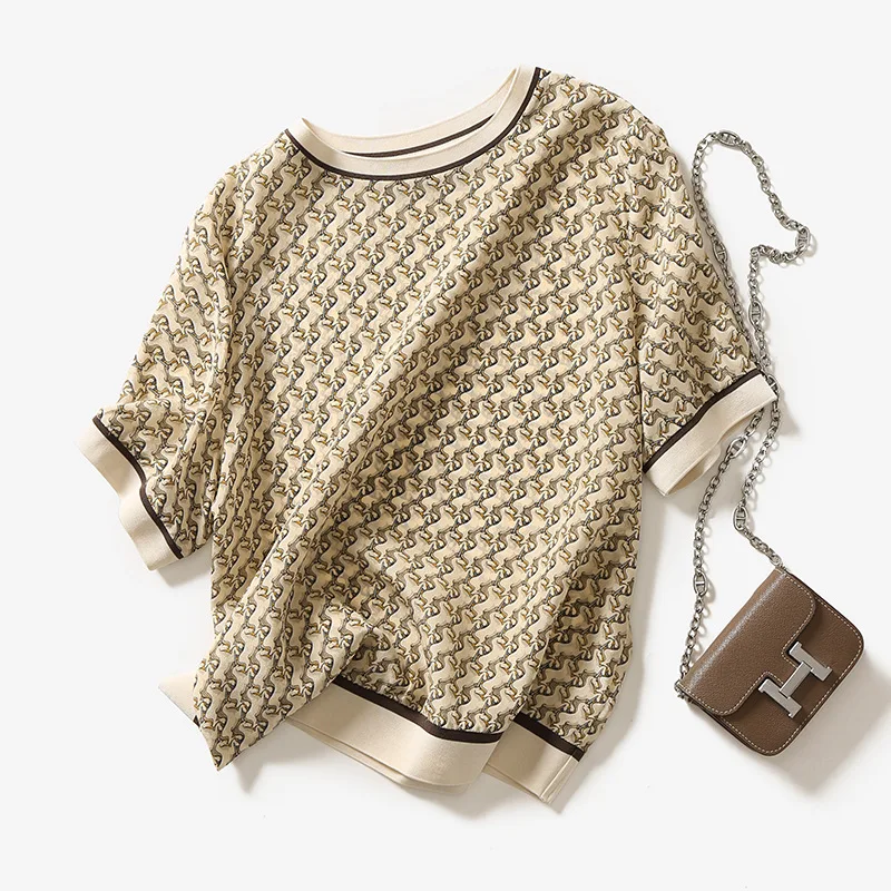 

Vintage Women's T-shirt New Prints Ladies Tees Short Sleeves O-neck Clothing Summer 2023 T Shirt Patchwork Tops YCMYUNYAN