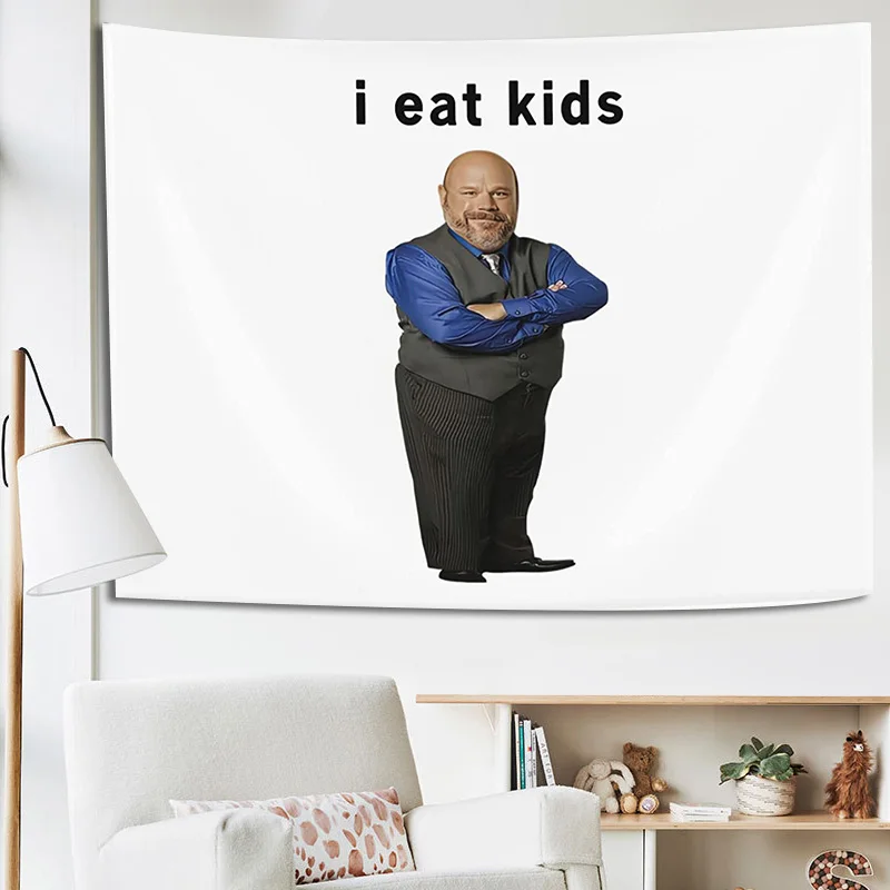 

Funny Tapestry I Eat Kids Funny Man Wear Suit Tapestries Wall Hanging Backdrop Party Decorations for College Dorm Bedroom Art