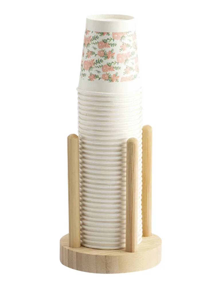 

Single-use Paper Cup Dispenser Anti-slip Cup Holder Natural Bathroom Cup Dispenser Multi-Section Bamboo Holder For Paper Cups