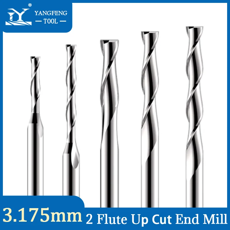 

1/8 "(3,175 мм) хвостовик, 2-зубая концевая фреза, твердосплавная спиральная фреза, фреза с ЧПУ 2,0-3,175 мм для гравировальных инструментов по дереву, МДФ