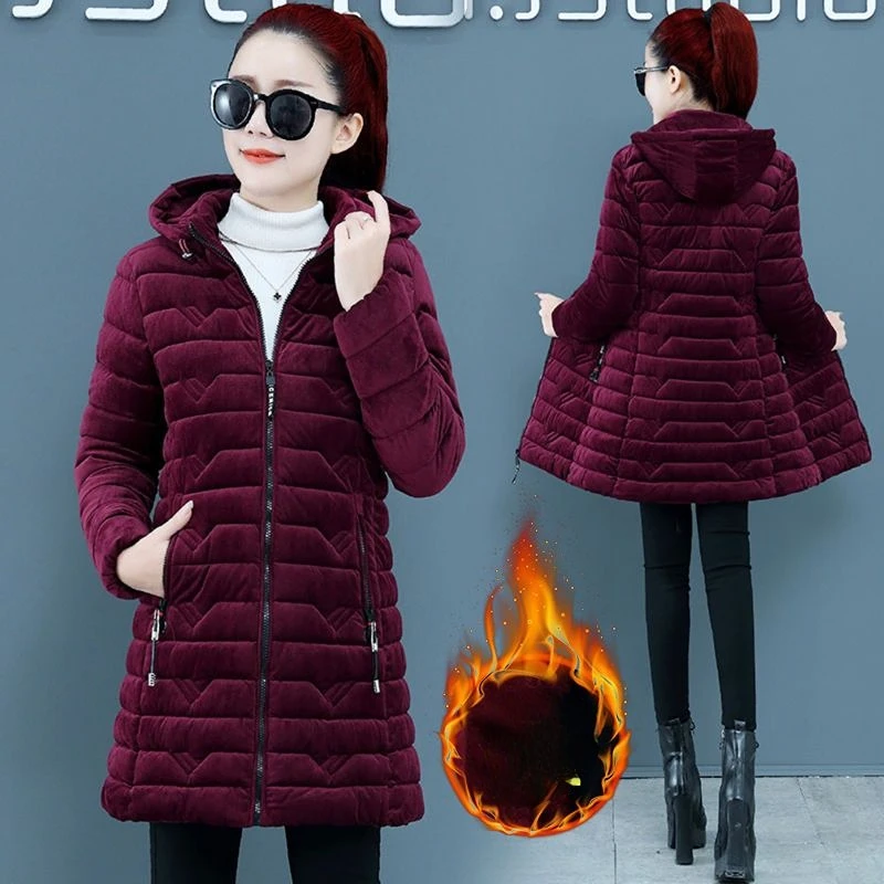 New Winter Coats for Women Corduroy Cotton Jacket Fur Lined Coat Parkas Thicken Keep Warm Oversize Korean Fashion
