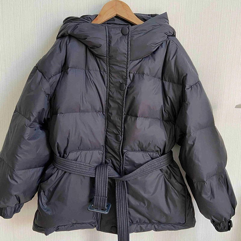 Down Jacket Woman Winter 2022 Black Hooded Puffer Padded Coat Tops Ladies New In Outerwear Warm Female Overcoat Parkas Clothing