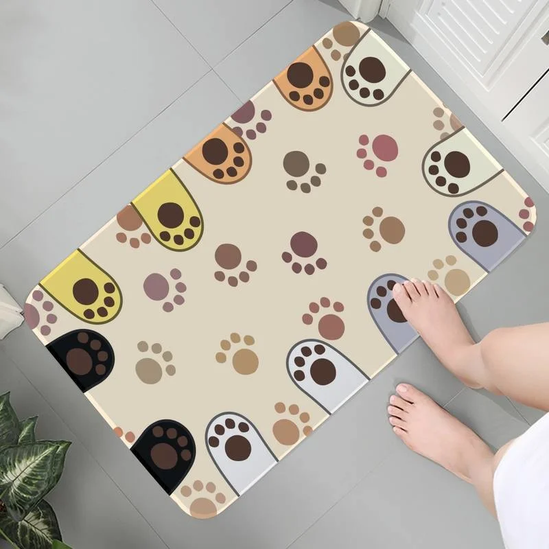 

Flannel Mats Carpet Living Soft Rug Hallway Room Bathroom Art Children Crawling Cute Cats Paw Lounge Rug Bath Mats Area Rugs