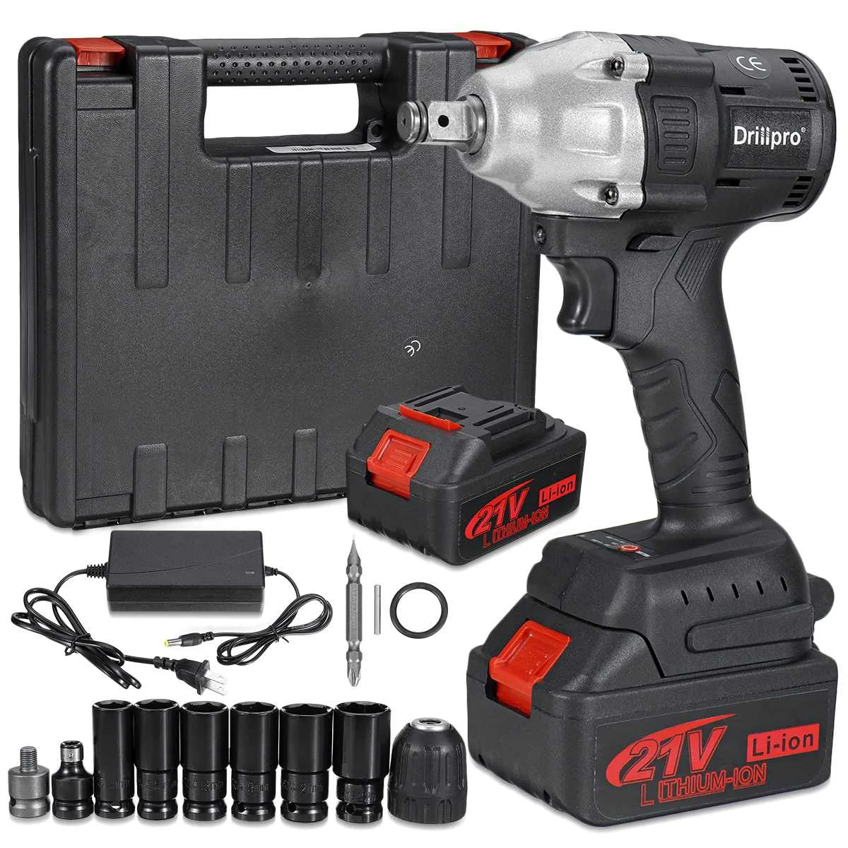 

Гайковерт Drillpro ударный аккумуляторный, 1/2 нм, 2 шт.