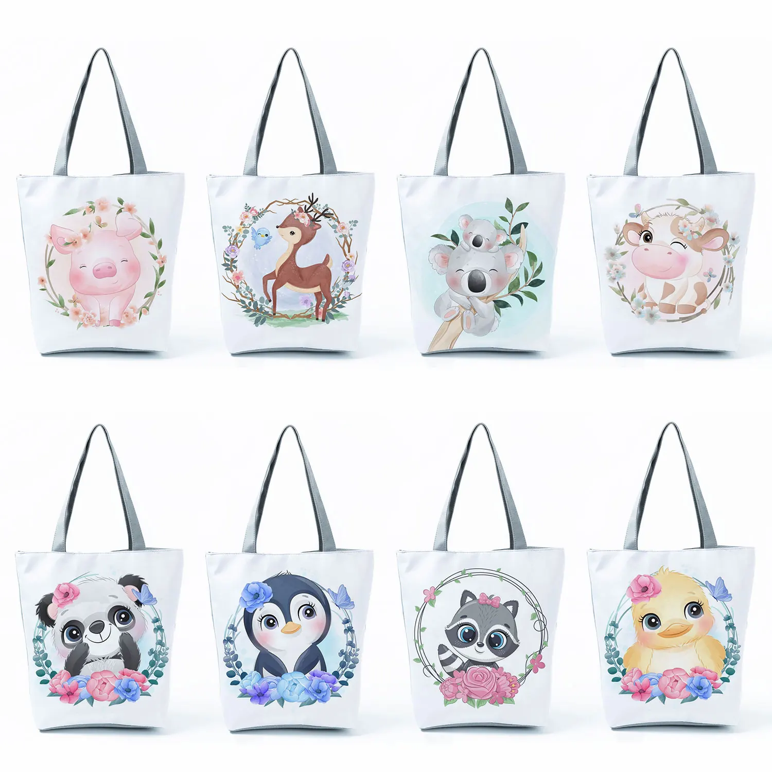 

Garland Cartoon Animal Panda Print Customizable Handbag Outdoor Leisure Ladies Shopping Bag Tote Bag Women Shoulder Bag Foldable