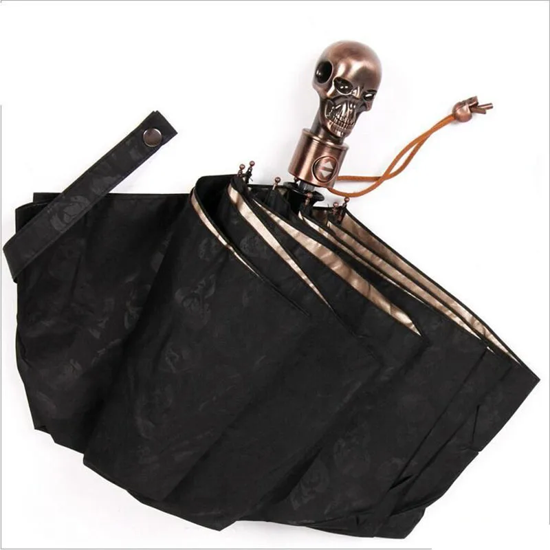 

Creative Devil Skull Women's Umbrella Fully-automaticlly Umbrella Male 3 Folding UV Sun Rain Male Windproof Umbrellas Rain Gear