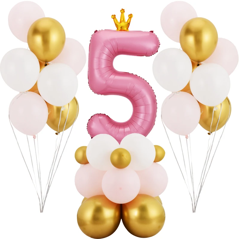 Воздушные шары в виде короны 33 шт./компл. розовые из латекса металлические