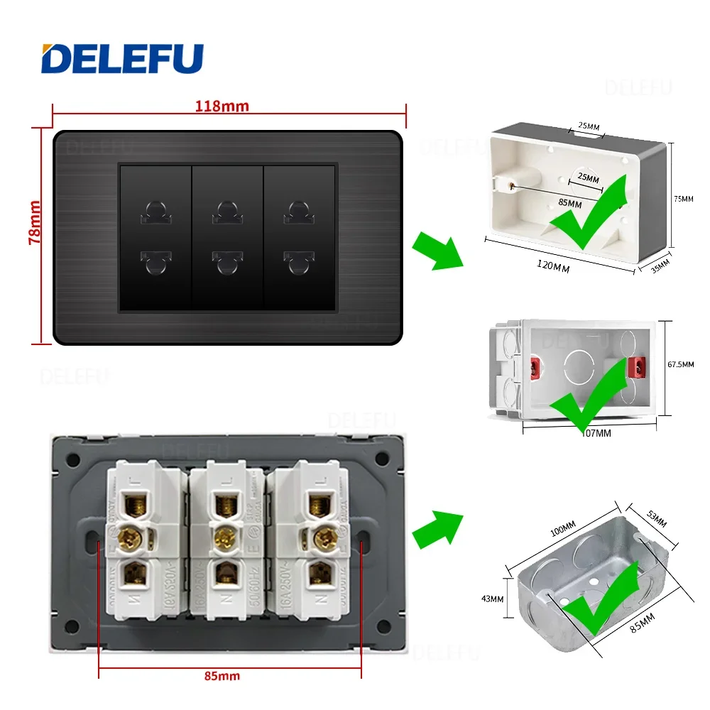 Выключатель-розетка из нержавеющей стали USB Type-C
