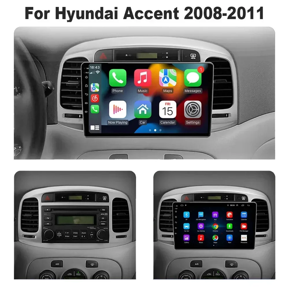 Автомагнитола 2DIN для Hyundai Accent 2008 2009 2010 2011 Android 13