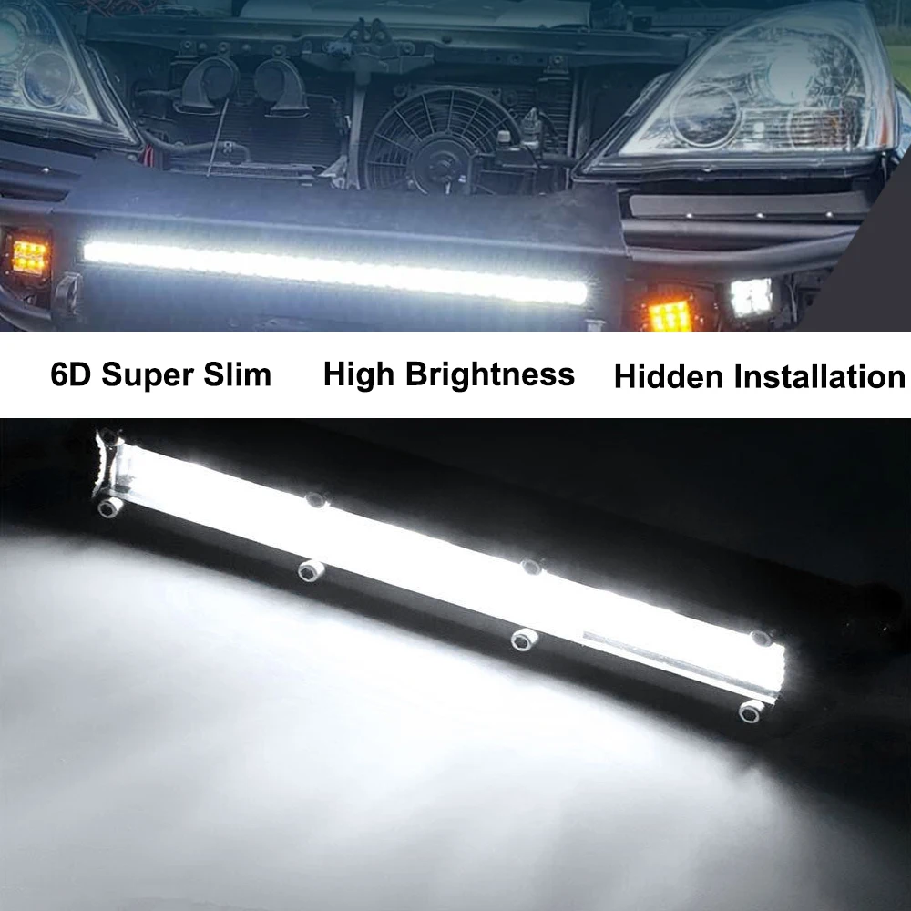 6D Ultra Slim LED do świateł roboczych 7-calowych przeciwmgielnych 4x4 motocykli Offroad 4WD SUV ATV Ciągniki 12V 24V