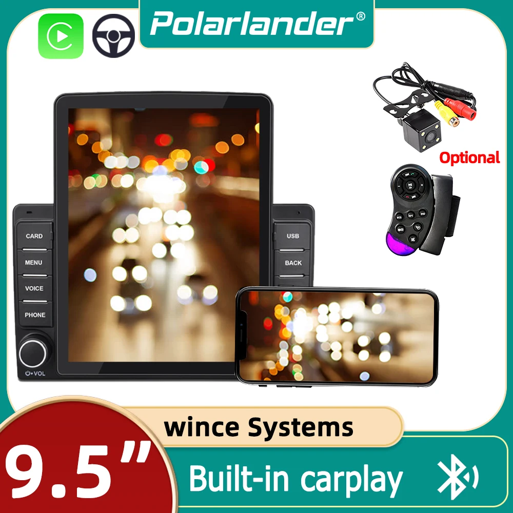 

2 DIN 9,5 ''IPS емкостный сенсорный экран двойной USB Bluetooth Встроенный carplay, автомобильный мультимедийный плеер Android, автомобильная стереосистема