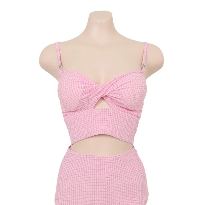 Новый комплект из двух предметов женский черный клетчатый купальник сексуальный