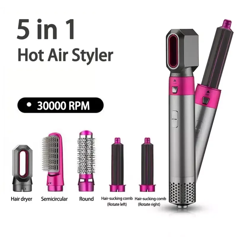 

NEW IN 5 In1 Hair Dryer Comb Hair Curling Straightening Hair Styling Comb Straightener Curler Air-wrap Tool
