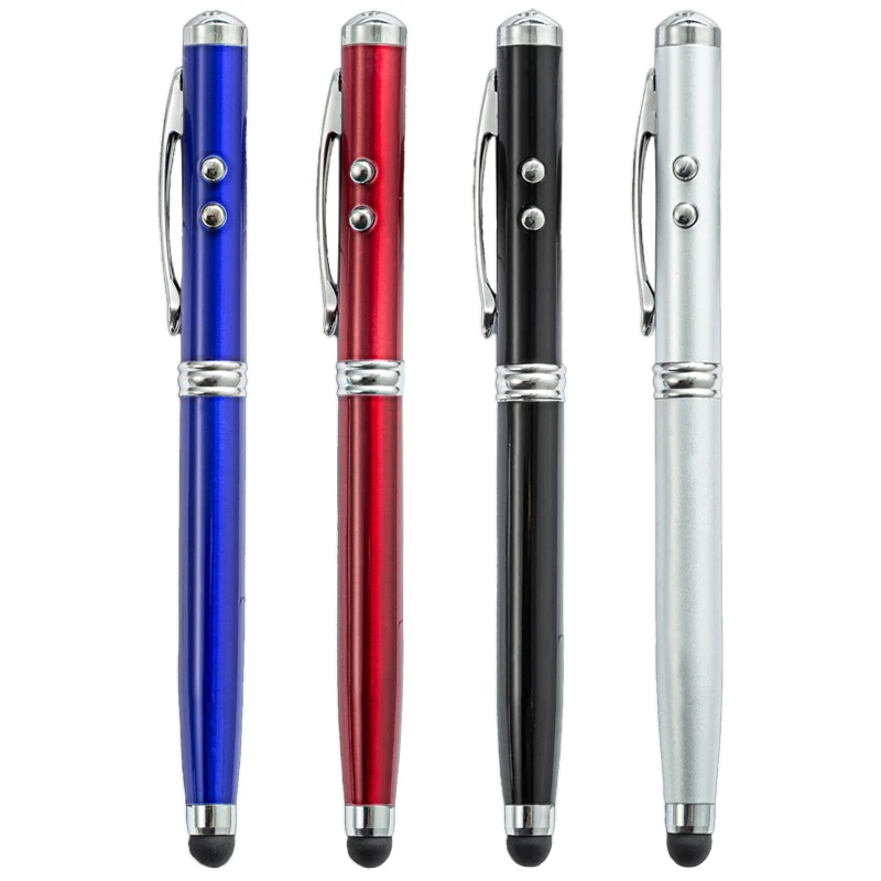 

4 in 1 Tablet Stylus Ballpoint Pen Infrared Indicator LED Flashlight 1.0mm Point 85DD