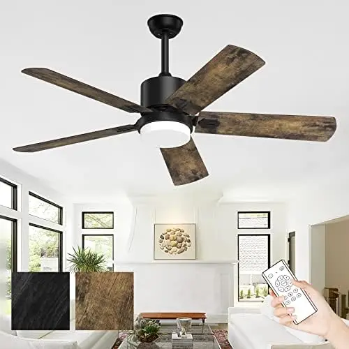 

Fans with Lights and Remote, Outdoor Black Fan with Lights for Patio Farmhouse Bedroom，52 Inch