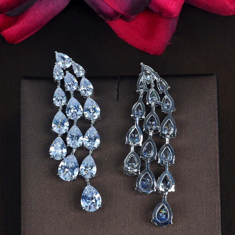 

Fashion Fashion Water Drop Shape AAA Cubic Zircon Pendent Drop Earring For Women Engagement Jewelry Wholesale E-851