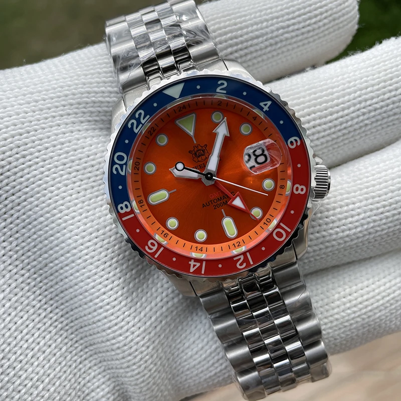 Steeldive Мужские автоматические часы 42 мм GMT Роскошные механические наручные для