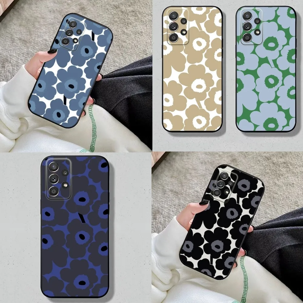 Чехол для телефона с цветком Samsung S24 S23 S22 S21 S20 S10 S10E S9 Plus FE Note 20 Ultra 10 9 U-Unikko черный