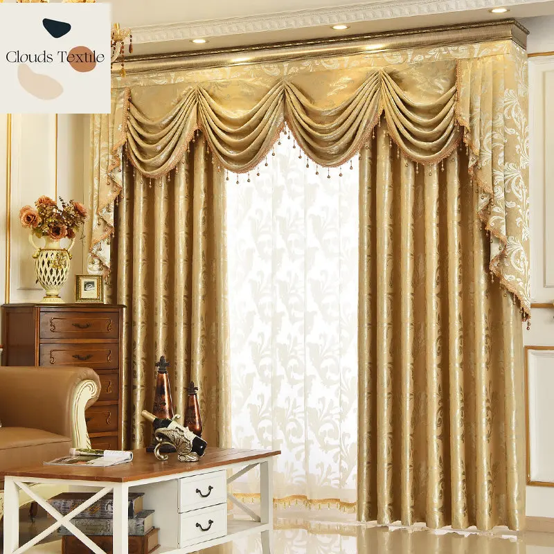 

Curtains for Living Room High-end Curtain Valance Double-sided Jacquard Phoenix Blackout Luxury Villa Window Bedroom