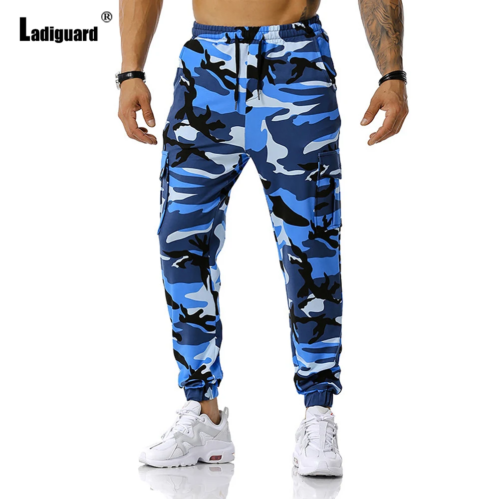 Ladiguard Plus Size Men Stand Pocket Trouser Men's Outdoor Casual Bandage Pantalon 2022 European style Fashion Camouflage Pants images - 6