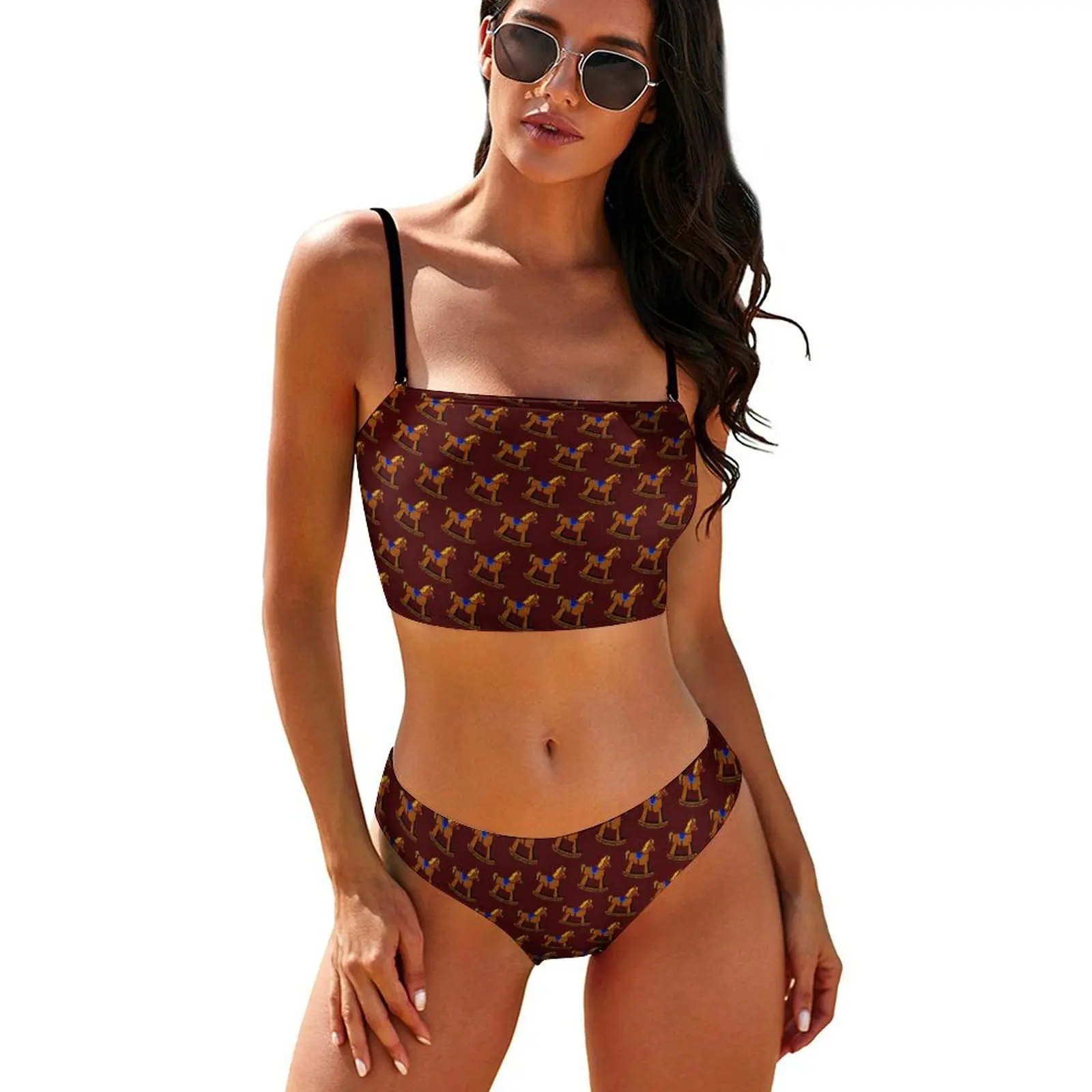 

Sexy Christmas Rocking Horse Bikini Set Animal Print Stylish Bikini Swimsuit Push Up Suspende Swimwear Graphic Beach Wear