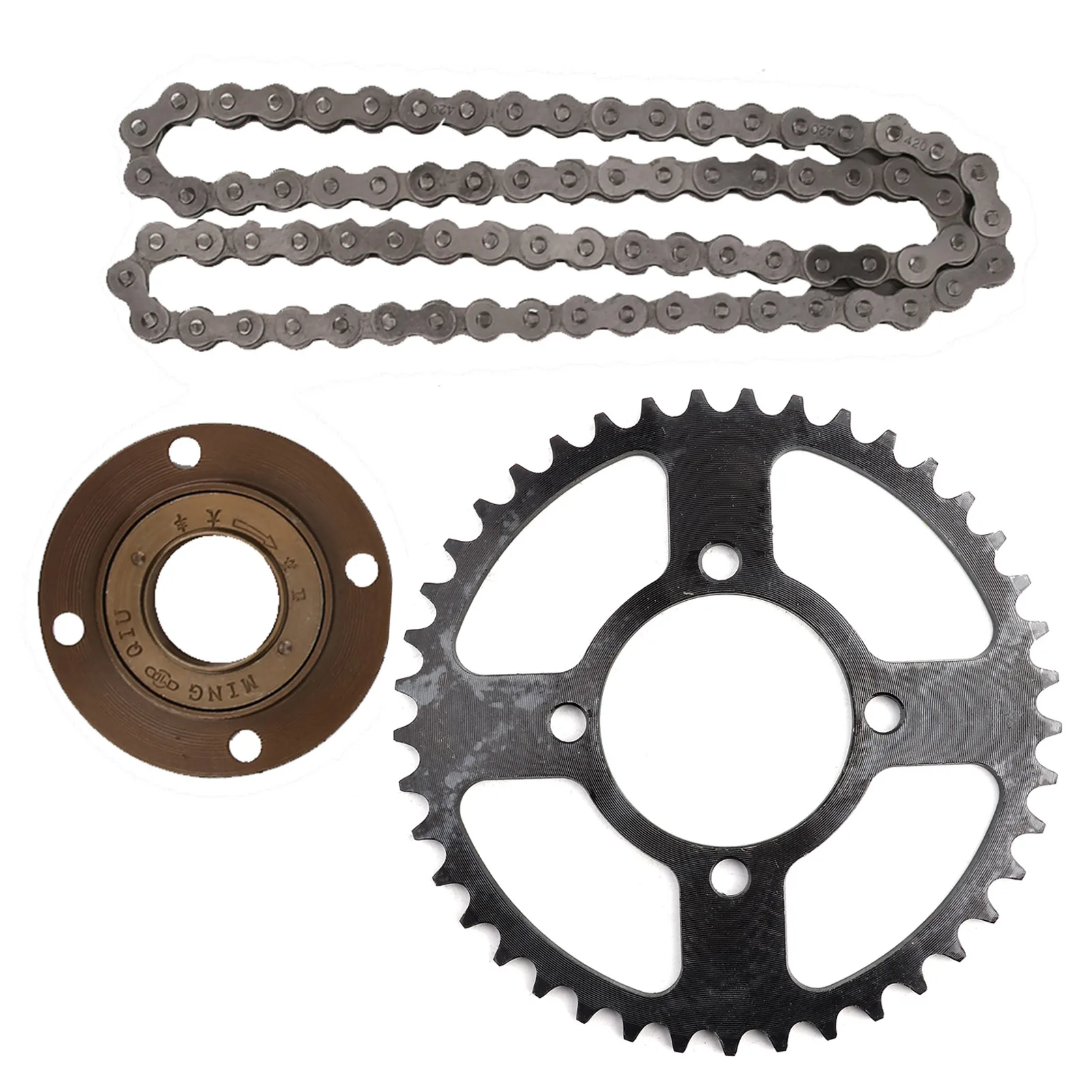

41 Tooth 420 Black Crankset Set with Toothless Flywheel Chain for Electric Tricycles Using