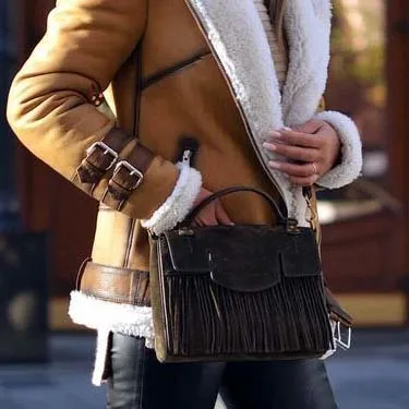 Fashion Ladies Jacket Coat PU Fur Integrated Warm Overcoat Autumn Winter New 2022