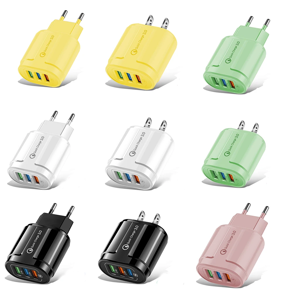 

USB Charger Quick Charge 2.1A 3 Ports Mobile Phone Chargers Fast Charging For iPhone Samsung Xiaomi Huawei Tablet Wall Adapter