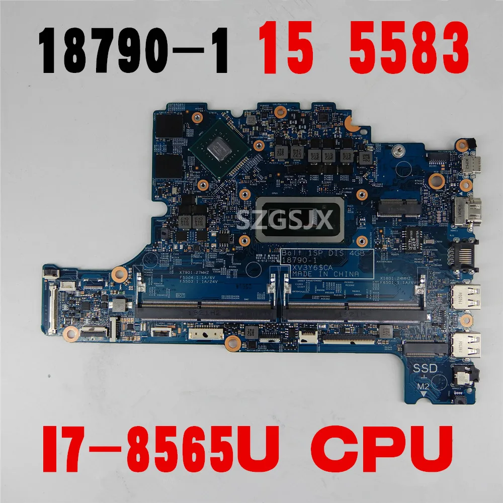 

Материнская плата для ноутбука DELL 15 5583 / 5584 18790-1 Mit SRFFW I7-8565U CPU ,GPU MX130 100% тест