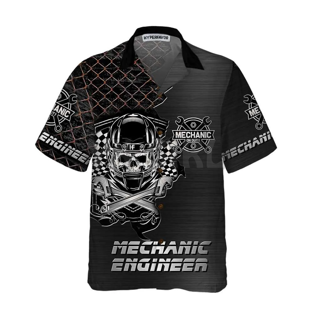 

Cool Skull Mechanic Hawaiian Shirt 3D All Over Printed Hawaiian Shirt Men's For Women's Harajuku Casual Shirt Unisex