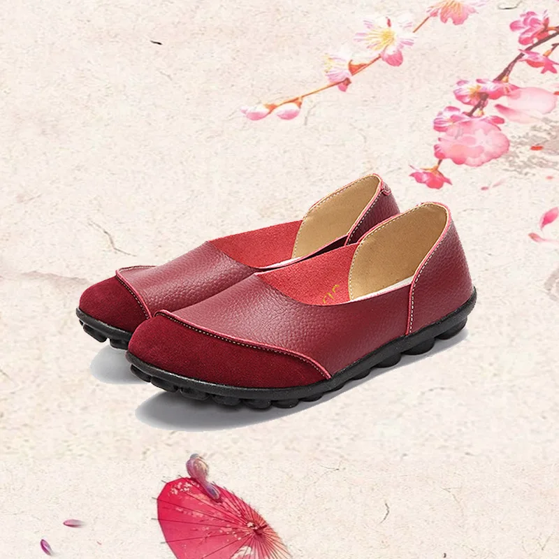 

Flats Women Genuine Leather Mixed Colors Shoes Moccasins Mother Loafers Casual Female Driving Ballet Footwear Breathable