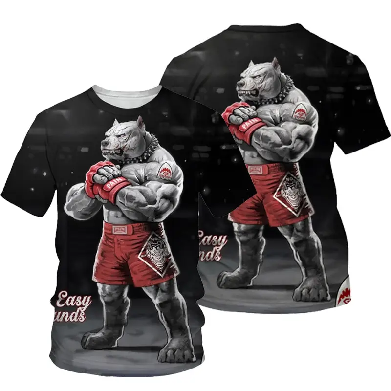 

Harajuku Boxing Dogs Men T-Shirt 3d Printr Women Animal Pattern Sports O-Neck Fashion T Shirts Kids Sweatshirt Clothing Top Tees