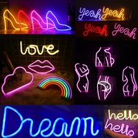 led neon light night lamp party wall hanging neon sign usb powered love hello yeah dream neon lights for bedroom wall art decor