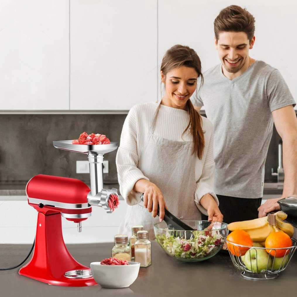 

Food Grinder Attachment Slicer and Shredder Meat Stuffer for KitchenAid Stand Mixer Accessories