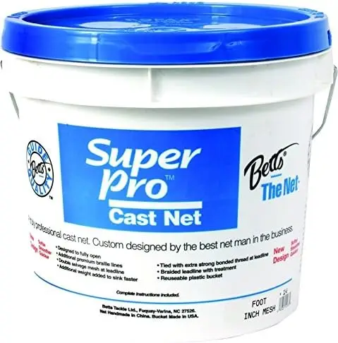

Super Pro Mono Cast Net 8' 3/8 Mesh 1.3Lb Lead per Ft, Bucket