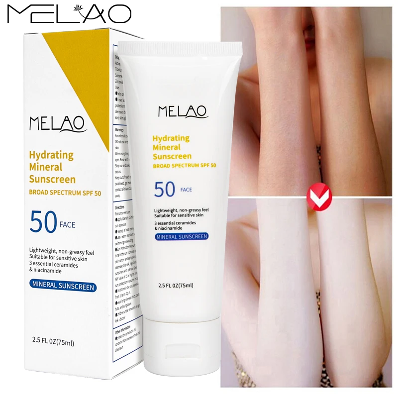 Отбеливающий антивозрастной увлажняющий крем для лица MELAO с SPF 50 лосьон без масла