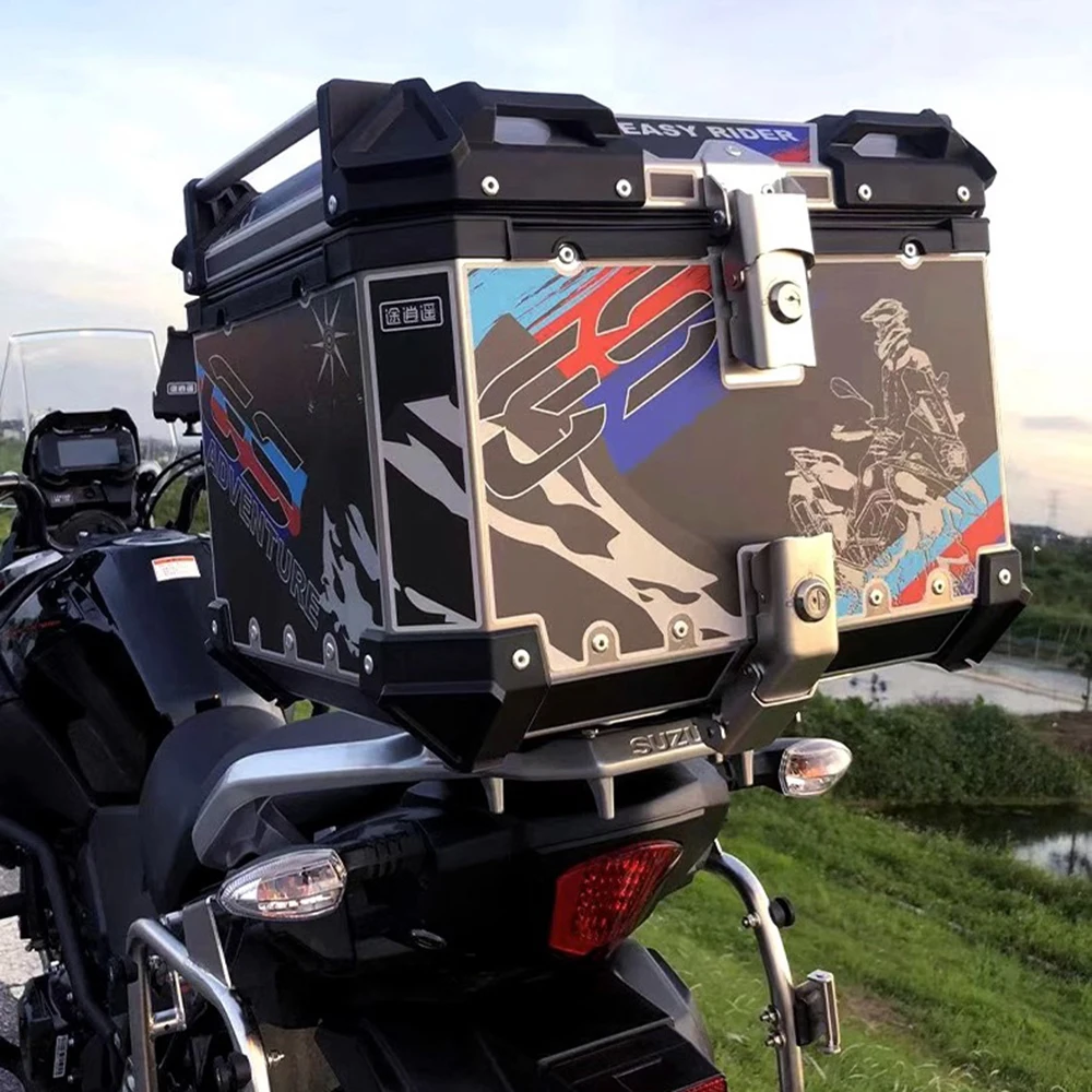 

55L Motorcycle Helmet Box Aluminum Alloy Top Tail Rear Luggage Storage Tool Cases Lock Trunk For YAMAHA For Honda For BMW