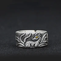 vintage fox rings for women men minimalist wild animal ring unique design open adjustabe finger ring birthday party jewelry gift