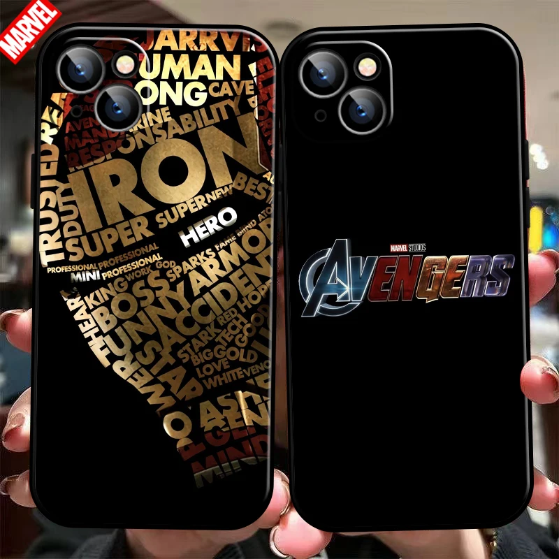 

Marvel Avengers For Apple iPhone 13 12 11 Pro Max Mini X XR XS Max SE 6 6S 7 8 Plus Phone Case Back Liquid Silicon Soft Black