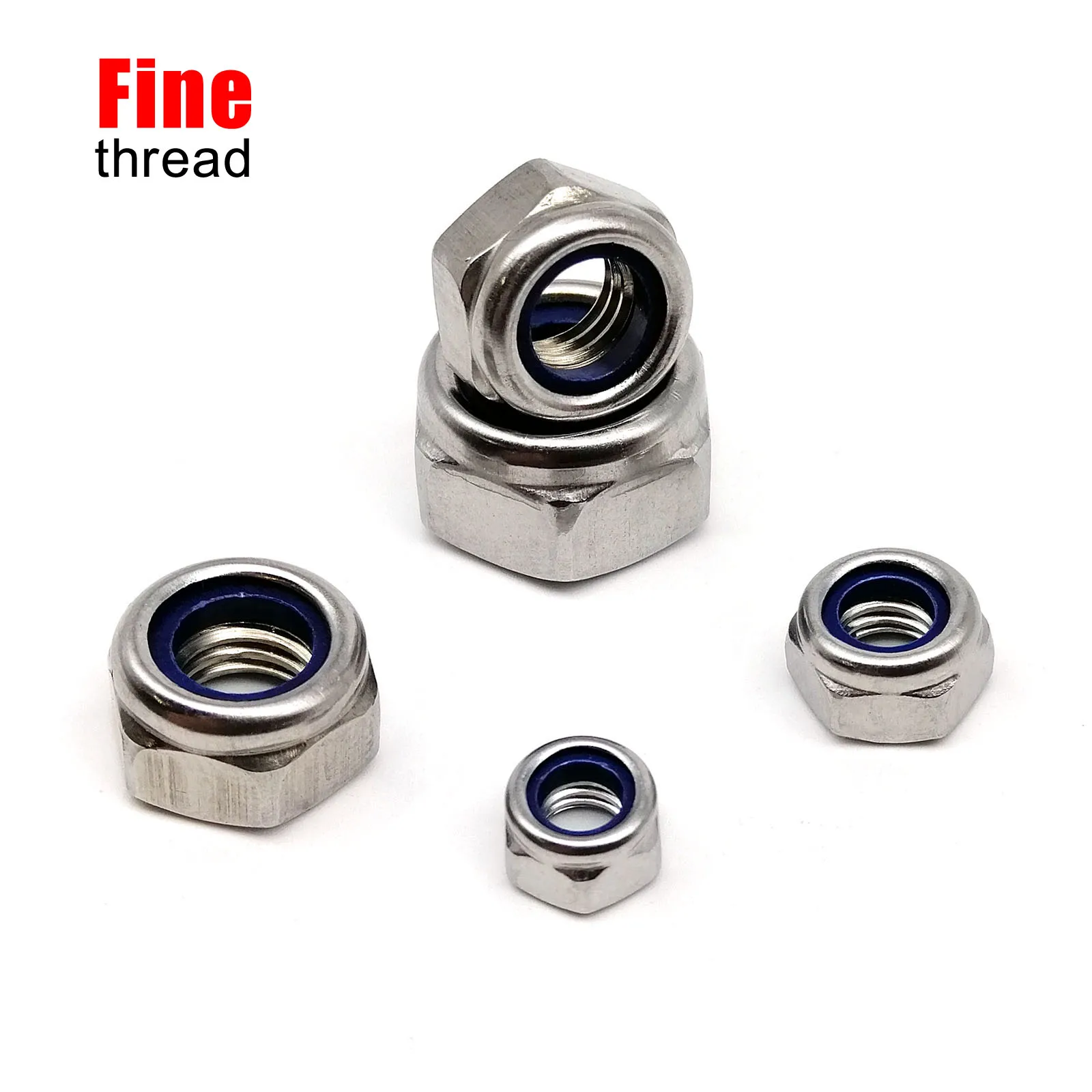 

DIN985 Fine Thread 304 A2-70 Stainless Steel Nylock Locknut Hex Hexagon Nylon Insert Self-locking Nut M5 M6 M8 M10 M12 M14 M16