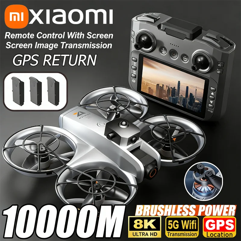 Фото Дрон Xiaomi Z4 8K с двойной HD-камерой, 5G Wi-Fi, GPS, интеллектуальным обходом препятствий, бесщеточным двигателем, экраном и пультом ДУ для аэрофотосъемки №1