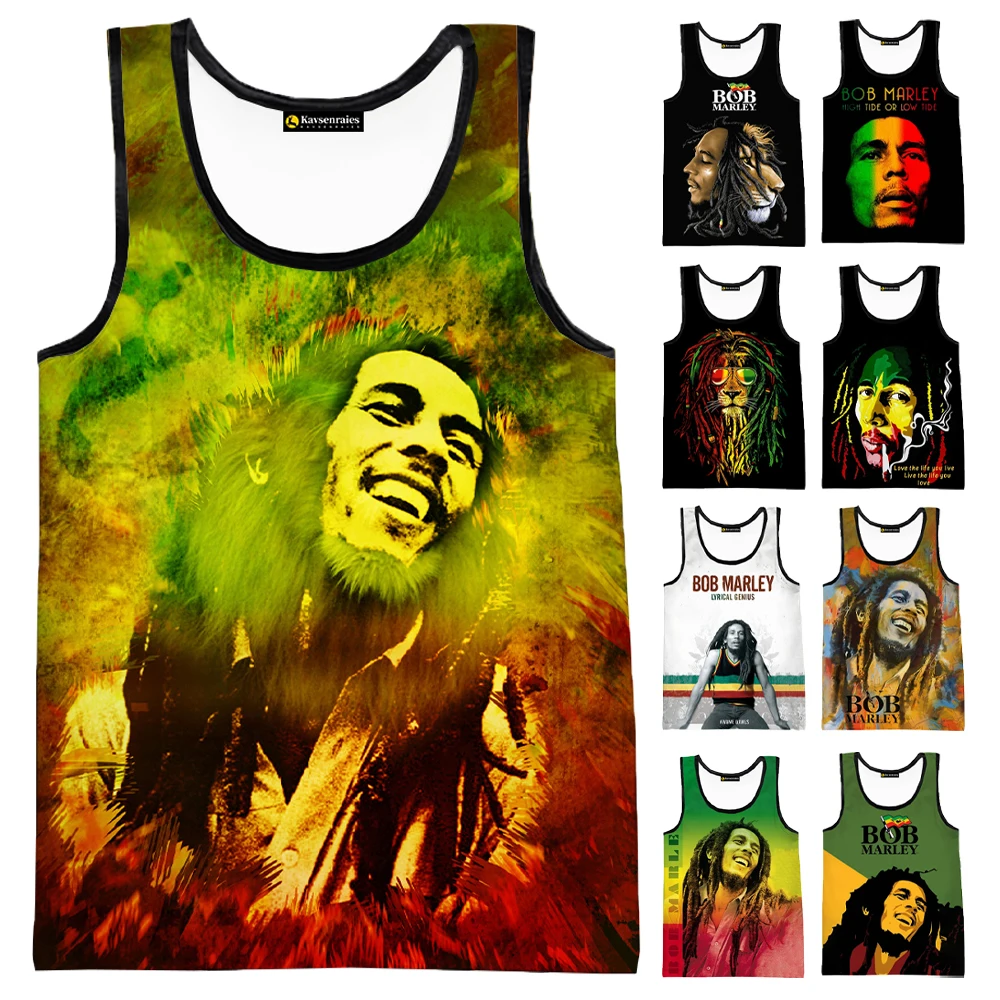 

2022 Fashion Singer Bob Marley Vest Women Fitness Men Tank Tops Sleeveless Funny Undershirt Cosplay Black Reggae Music Shirt