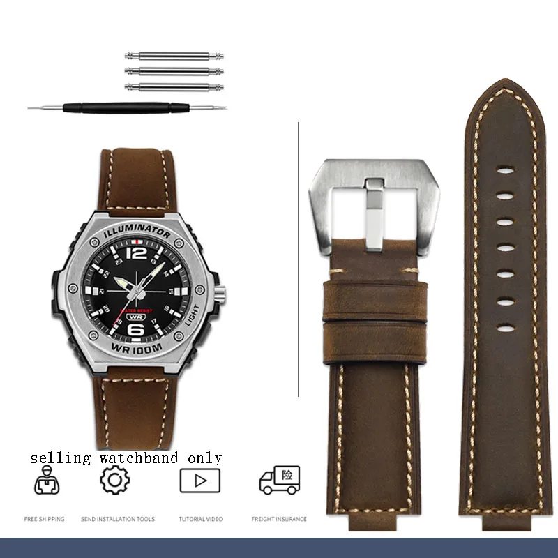 

Rosted leather watch band for Casio Watch MWA-100H MWD-100H series modified Retro Leather Men's wristband bracelet watch chain