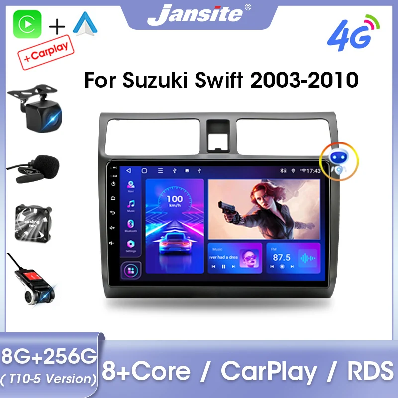 

Магнитола Jansite 2 Din Android 11,0 для Suzuki Swift 2003-2010 8G + 256G Мультимедийный видеоплеер головное устройство авто DVD Carplay стерео