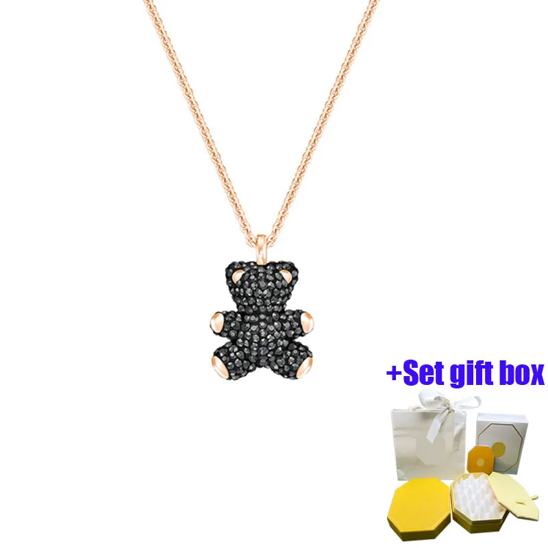 

Fashionable and charming black diamond studded teddy bear jewelry necklace suitable for beautiful women to wear, free shipping