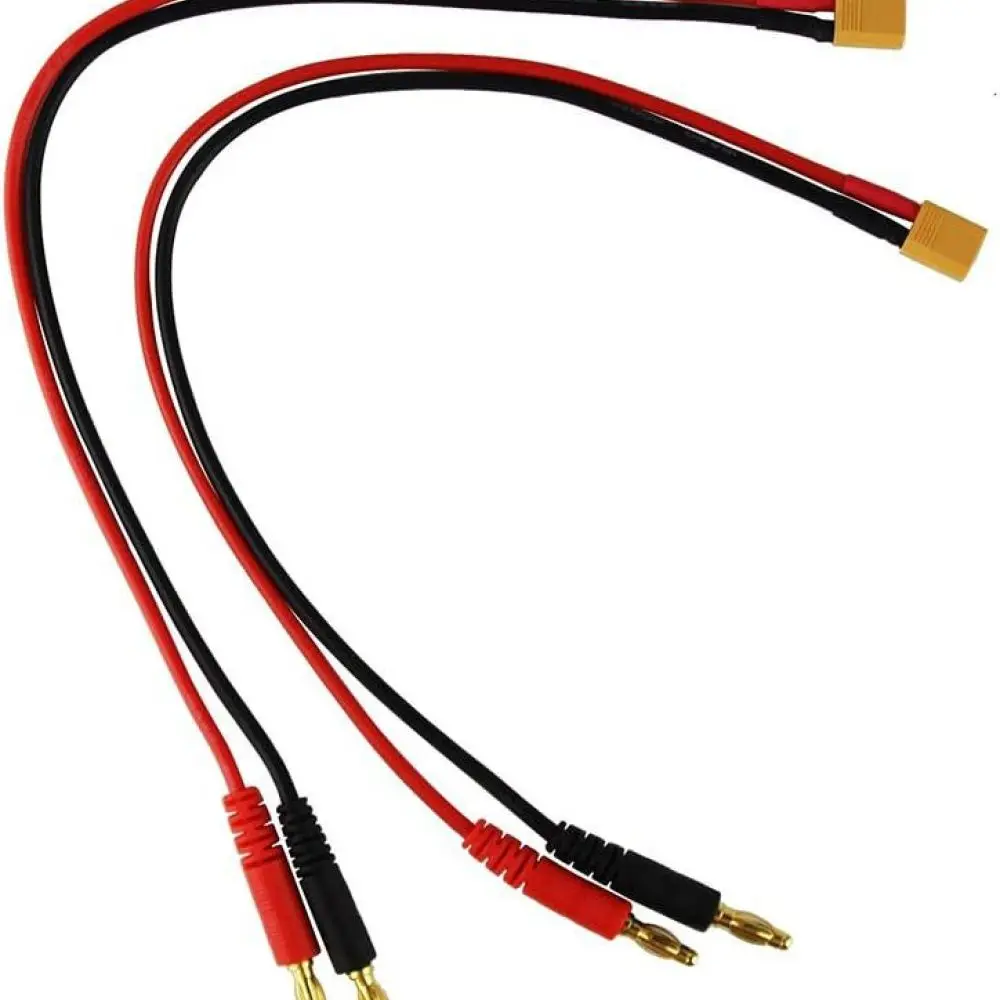 Фото Кабель питания XT30 (гнездо) на 4-мм банановый разъем, 16AWG, 30 см, адаптер для подключения аккумулятора дрона, для любителей моделей. №3